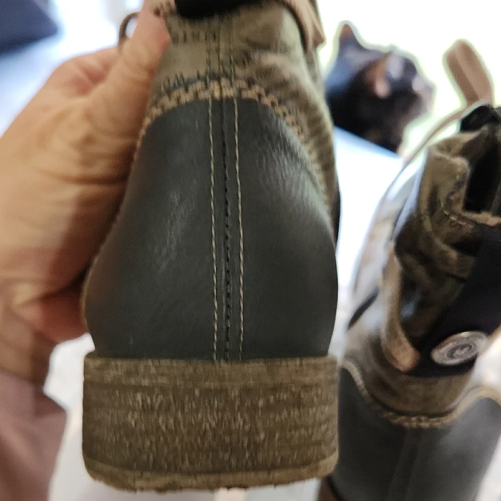 Rieker Women's Textured Lace-Up Combat Boots - Black and Gray - Picture 15 of 16